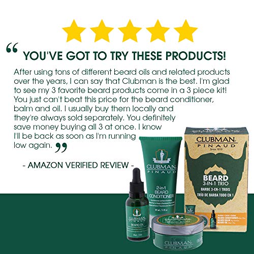 Clubman Pinaud Beard Kit, Includes Beard Conditioner, Beard Balm And Beard Oil