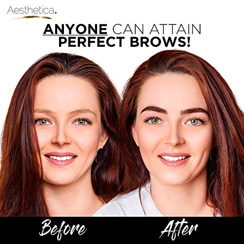 Aesthetica Brow Contour Kit 16-Piece Eyebrow Makeup Palette Set 6 Eyebrow Powders, 5 Eyebrow Stencils, Spooliebrush Duo, Tweezer
