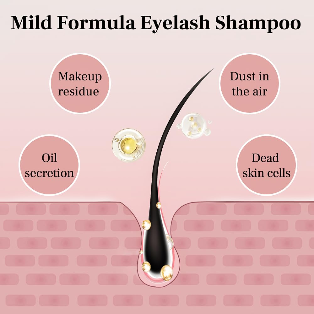 Svecke Lash Shampoo 34 Fl.Oz/1 L, Eyelash Shampoo For Lash Extension, Eyelash Extension Cleanser, Lash Eyelid Foam Cleaning Kit