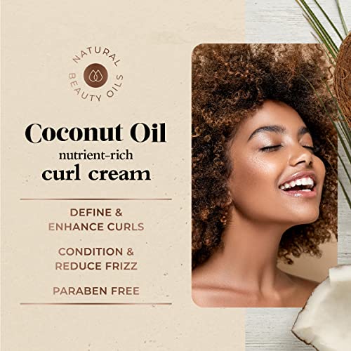 Oliology Coconut Oil Curl Cream - Defines & Enhances Curls & Waves | Botanically Infused | Conditions & Reduces Frizz | Made in