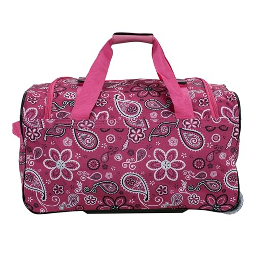 22 Inch  Rolling Duffle Bag - Pinkbandana