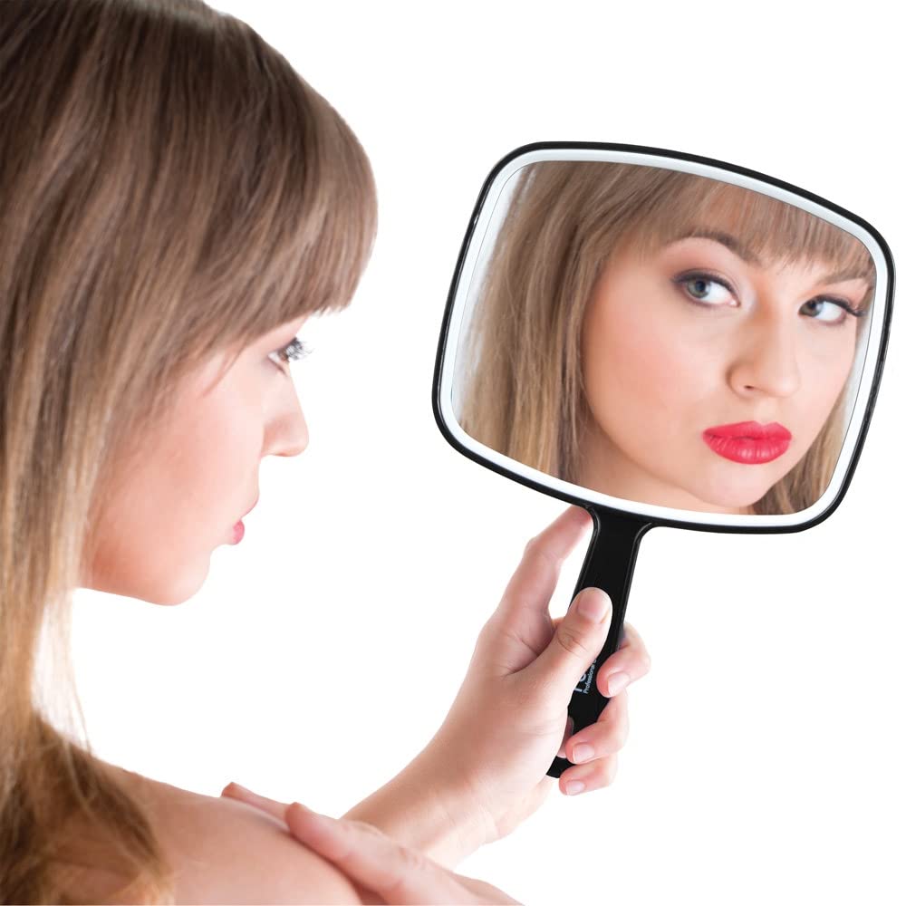 Forpro Professional Collection Premium Hand Mirror With Handle, 6.3'' W X 9.6'' L, Multi-Purpose Handheld Mirror With Distortion