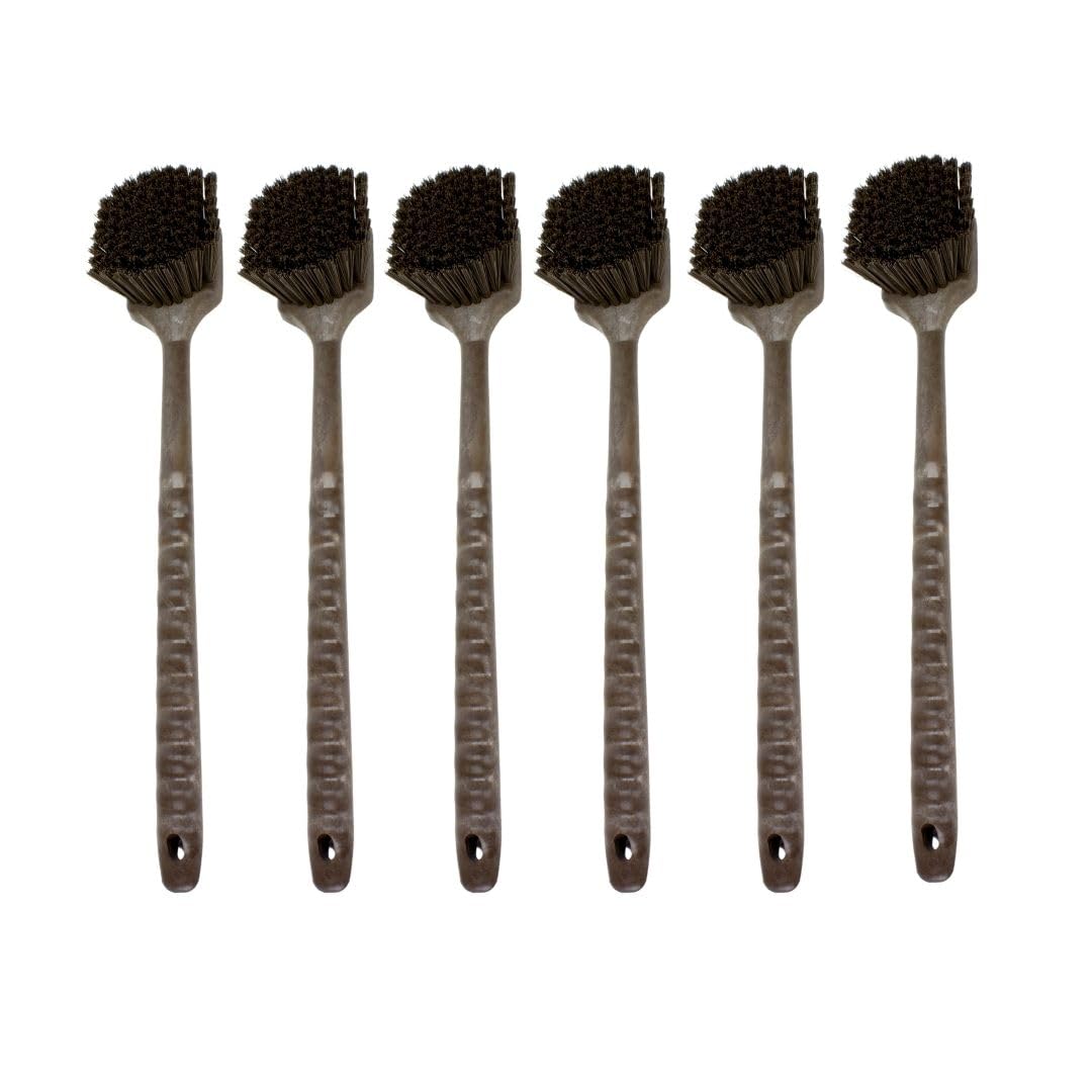 SPARTA 40501EC01 Plastic Large Scrub Brush, Kitchen Brush, Utility Brush With Long Handle For Cleaning, 20 Inches, Brown, (Pack 