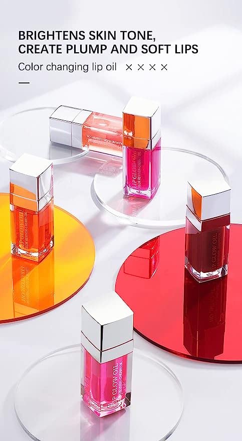 3 Pcs Plumping Lip Oil, Hydrating Lip Glow Oil, Plumping Lip Gloss, Tinted Lip Oil Balm, Long Lasting Transparent Moisturizing L
