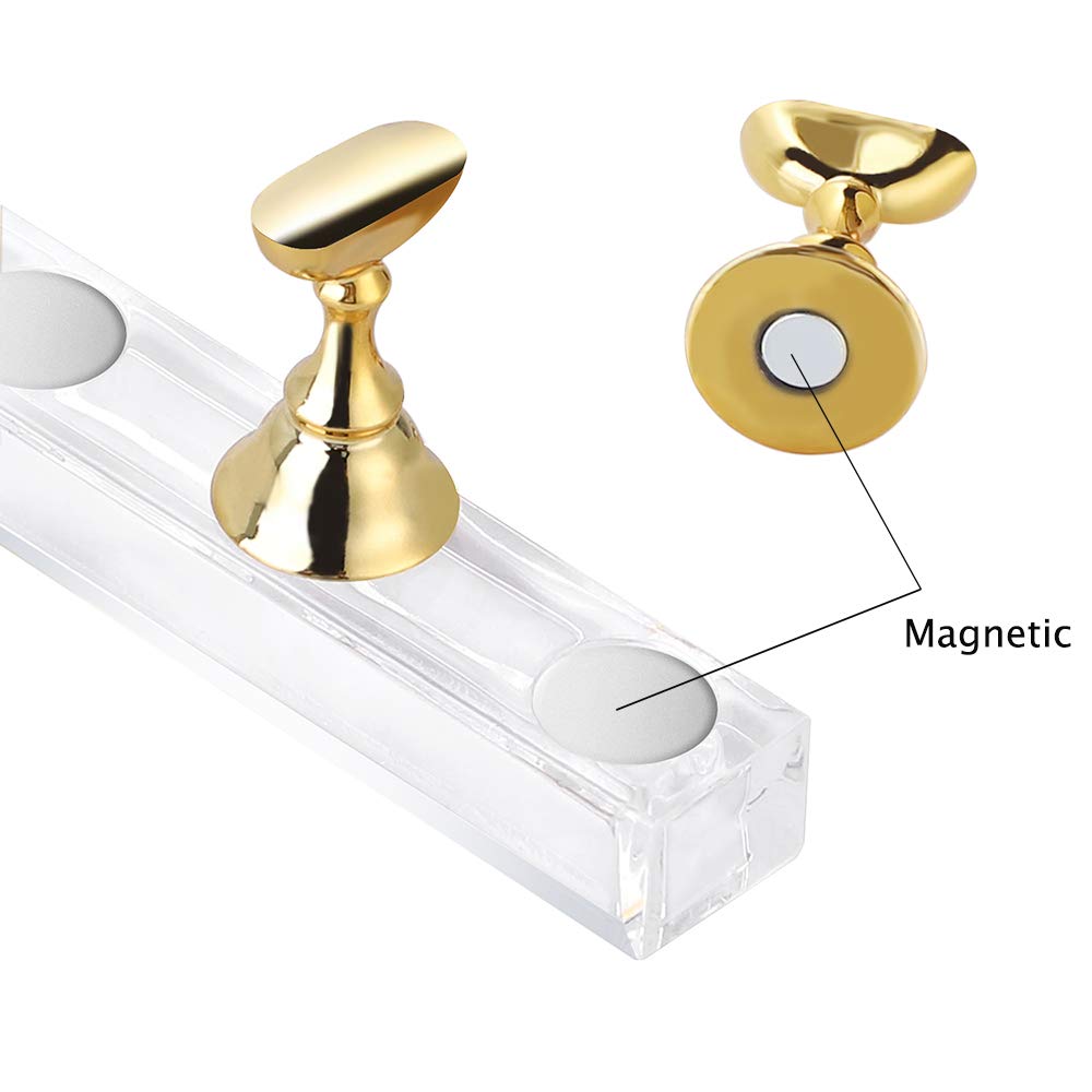 Etercycle Acrylic Nail Display Stand Diy Nail Crystal Holder Magnetic Practice Stands With Reusable Adhesive Putty Clay For Fals