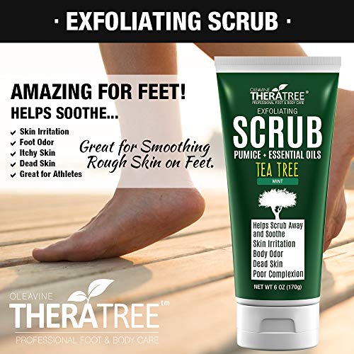 Tea Tree Oil Exfoliating Scrub With Bamboo Charcoal, Neem Oil & Natural Pumice By Oleavine Theratree