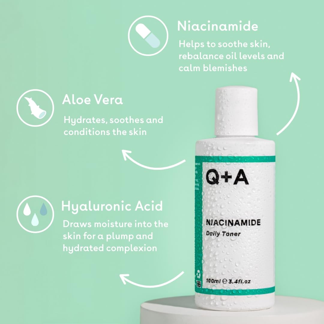Q+A Niacinamide Daily Toner. A Face Toner To Calm Breakouts And De-Clog Pores. 100Ml/3.4Fl.Oz
