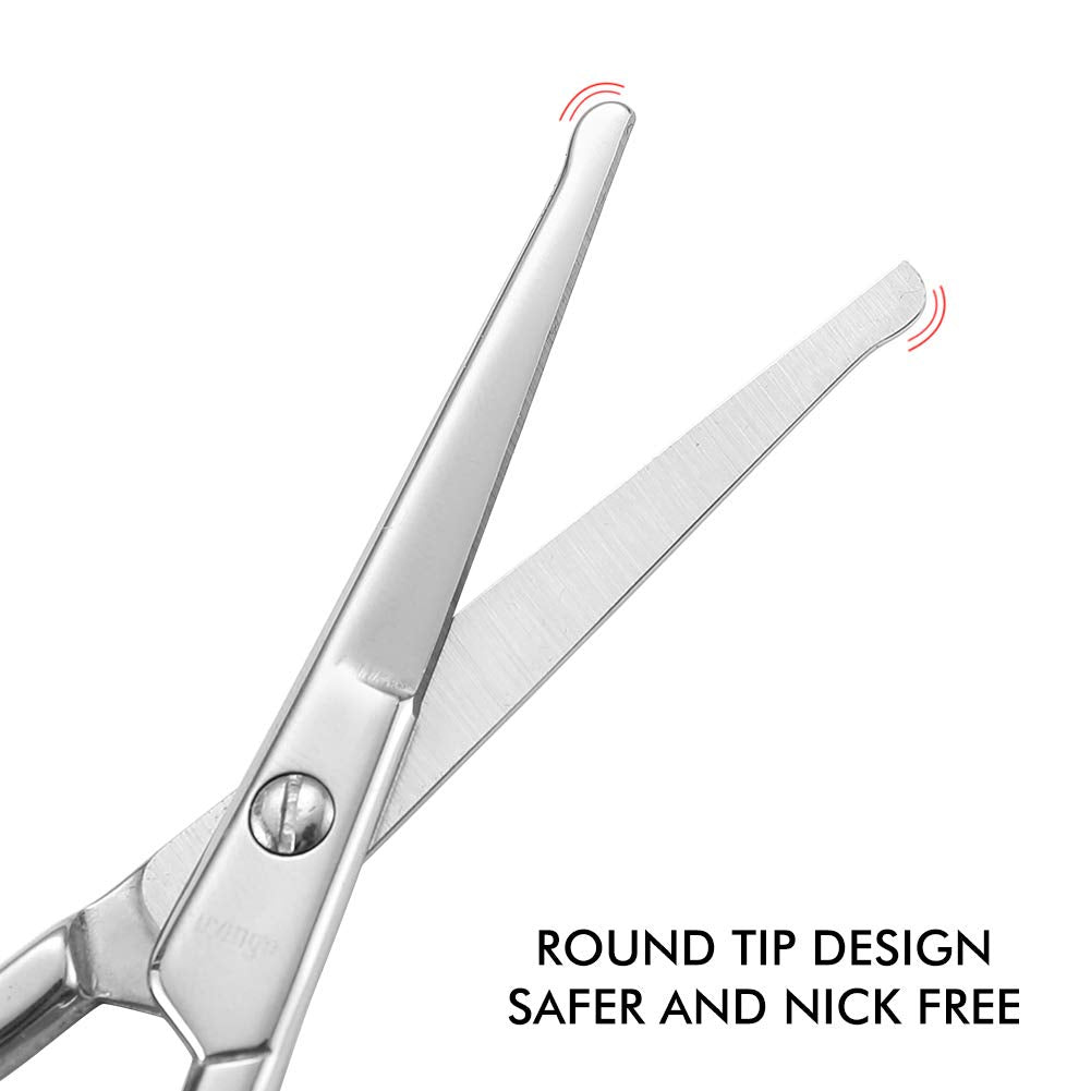 Livingo Premium Curved And Rounded Nose Hair Scissors For Men, 2 Pc Set Nail Cuticle Manicure Scissors Shears Kit For Beard/Must