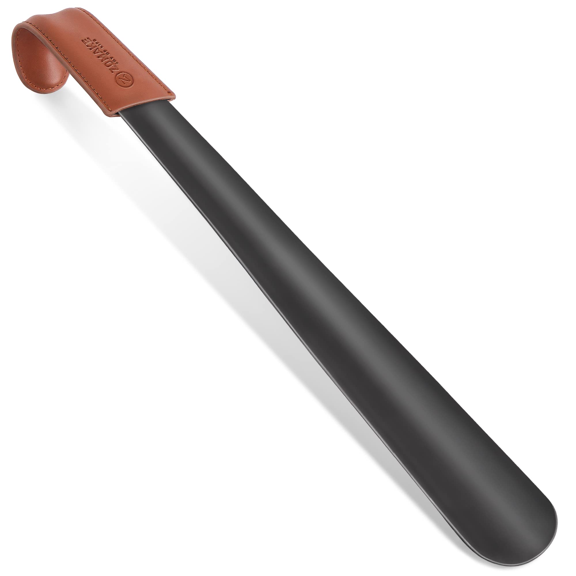 ZOMAKE 16.5 Metal Shoe Horn for Seniors & Kids - Extra Long Black Shoehorn for Easy Boot & Shoe Access