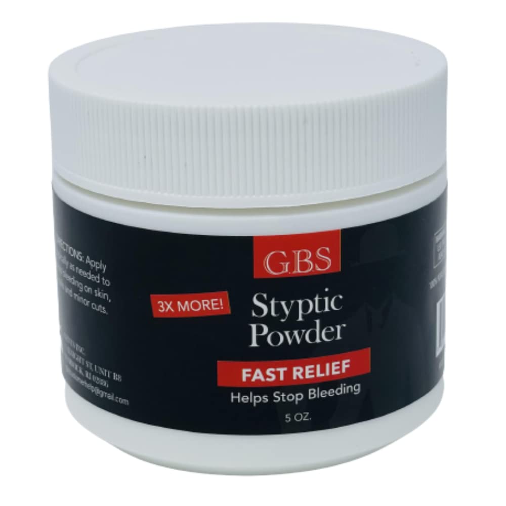 G.B.S Styptic Powder With Sealed Top + Scoop Quick Stop Bleeding, Nick Relief First Aid Useful For Minor Cuts, Nosebleeds, Campi