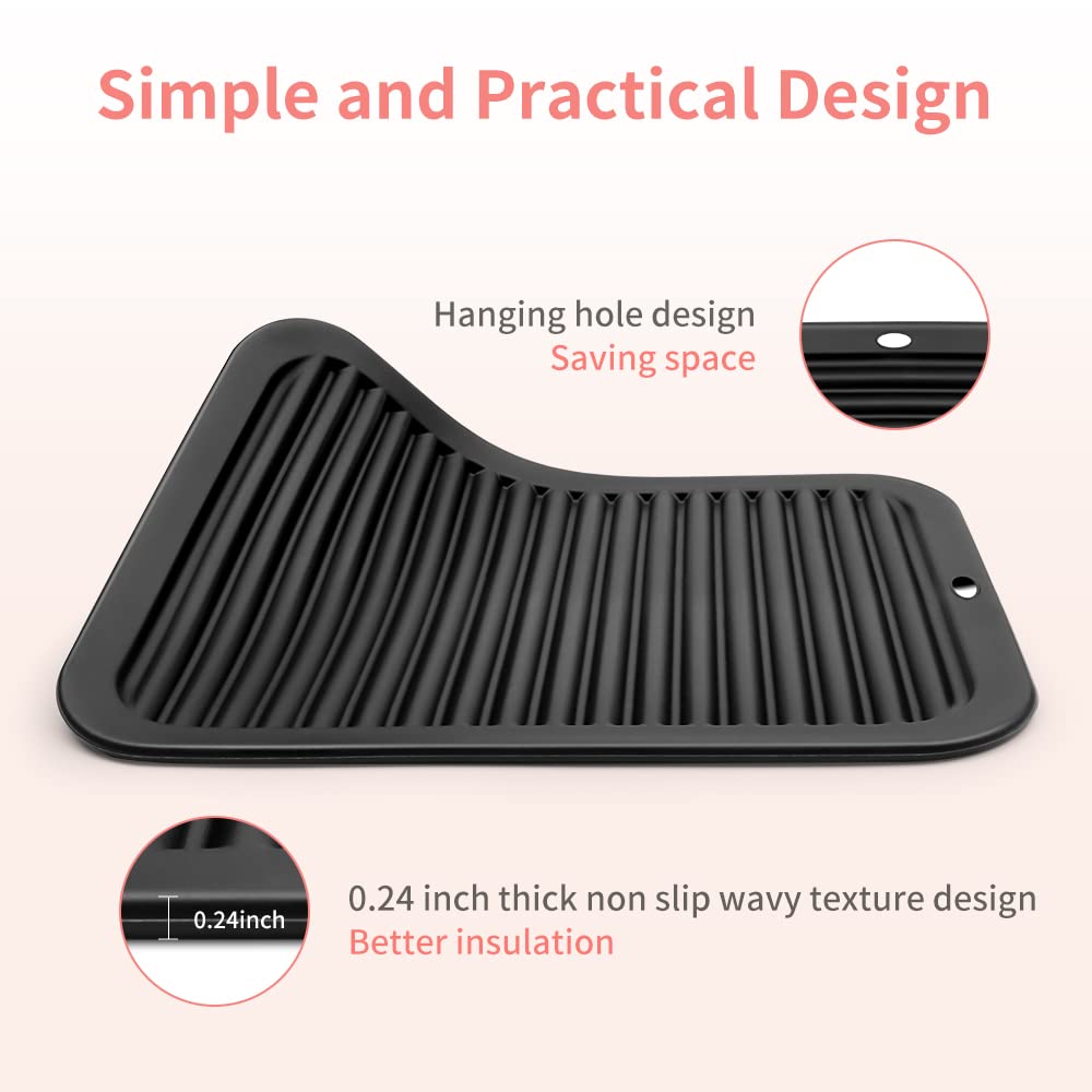 Larger Silicone Heat Resistant Styling Station Mat - Curling Iron Holder - Straightener Pad - Flat Iron Holder - Hot Tool Mat -