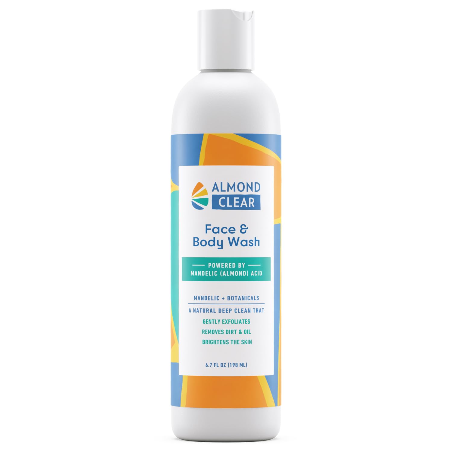 Almond Clear Face & Body Wash [6.7 Fl Oz] Skin Care for Acne and Folliculitis-Prone Skin - Gentle Everyday Exfoliating Cleanser 