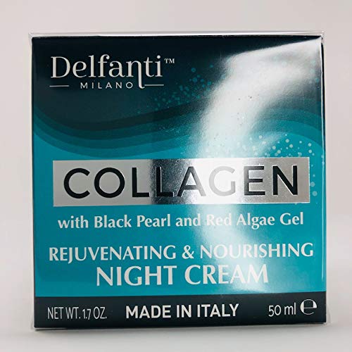 Delfanti-Milano  Collagen Rejuvenating And Nourishing Night Cream  Face And Neck Moisturizer With Black Pearl And Red Algae Gel