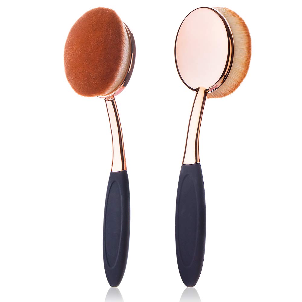 Large Rose Gold Foundation Contour Round Toothbrush Dust Free Oval Makeup Brushes Ink Blending With Dustproof Cover Brush Egg Cl