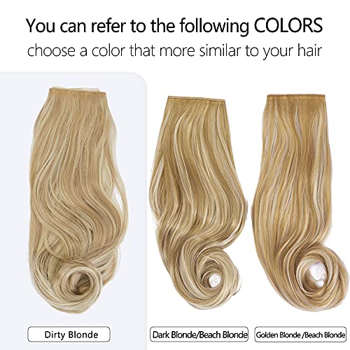 Sarla Hair Extensions Invisible Wire Dirty Blonde Highlight Wavy Curly Synthetic Hairpieces Balayage For Women Long 18 Inch Adju