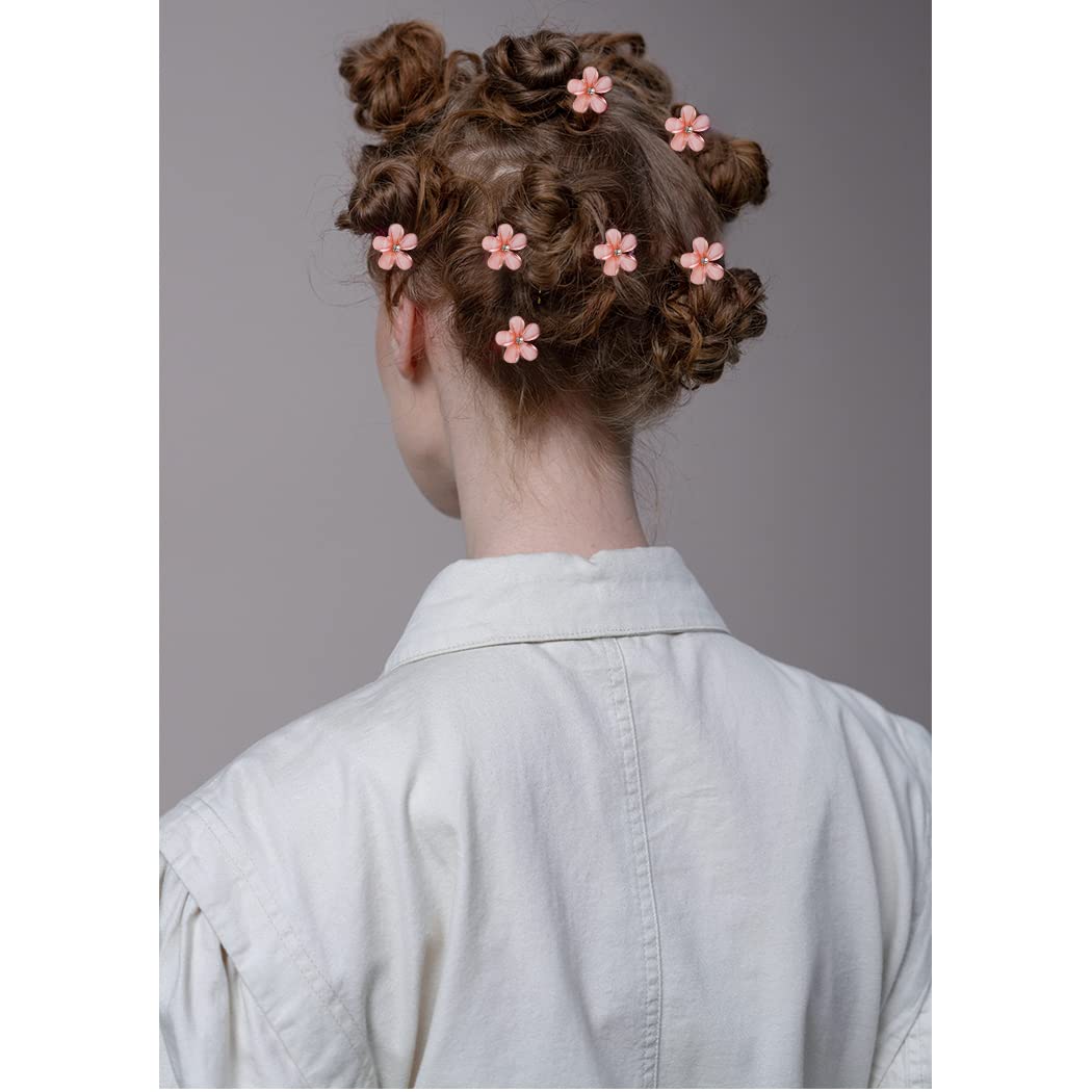 Ahoney 12Pcs Pink Hair Clip Small Claw Clips For Women Mini Flower Girl For Hair Decorations Daisy Hair Clip Bangs Clips Korean