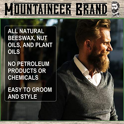 Mountaineer Brand Mustache Wax for Men | 100% Natural Beeswax/Plant Based Oils | Grooming Beard Moustache Wax Tin | Lasting Hold