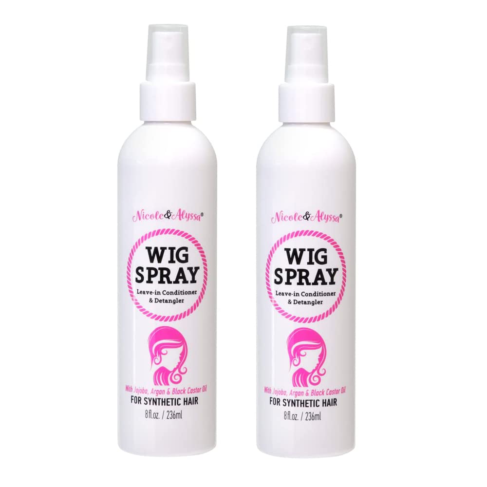 Nicole & Alyssa - Wig Spray For Synthetic Hair 8oz - Leave-in Conditioner, Detangler, Moisturizer (Pack of 2)