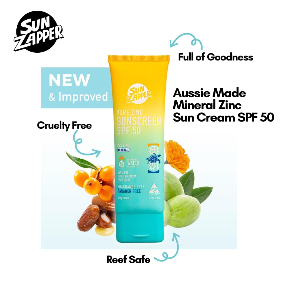 Sun Zapper Pure Zinc Sunscreen Spf 50 Reef Safe Mineral Zinc 100G