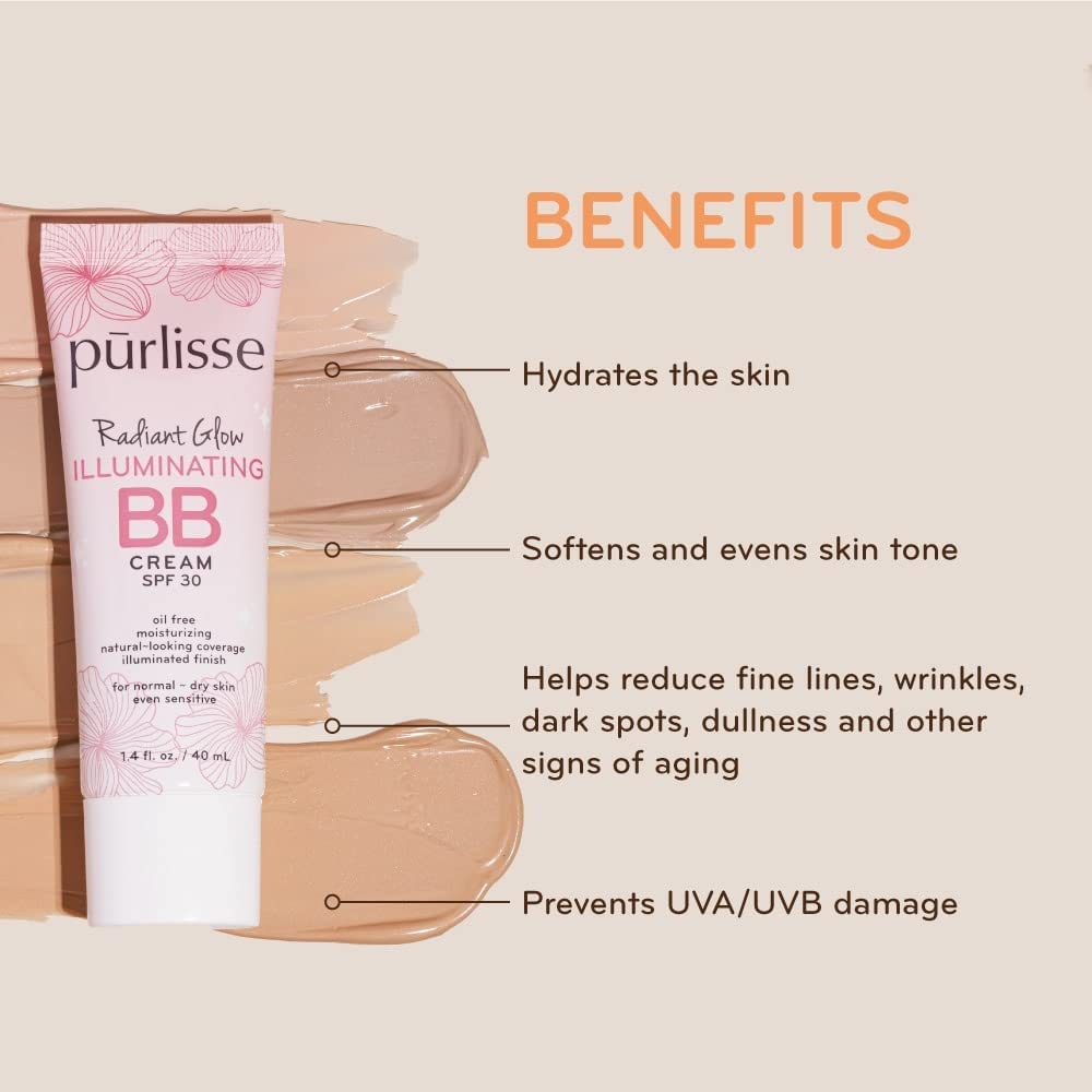 Purlisse Radiant Glow Illuminating Bb Cream Spf30 Hydrating And Moisturizing Natural Organic Cruelty-Free Sulphate & Paraben Fre