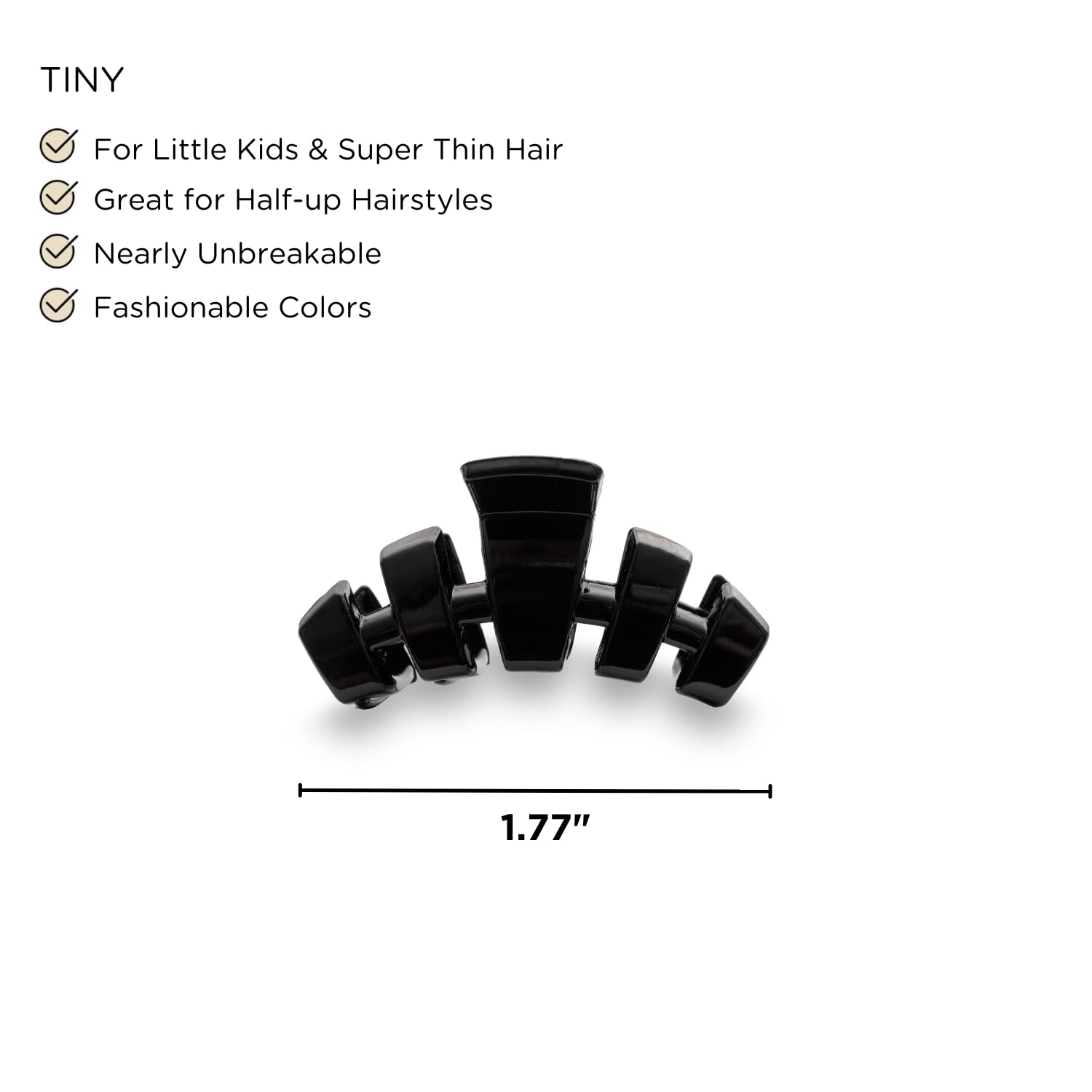 Teleties - Tiny Hair Clip - Strong Grip, Bendable Teeth, Comfortable Curved Design - Ideal For Thin Hair, Kids, Half-Up Hairstyl