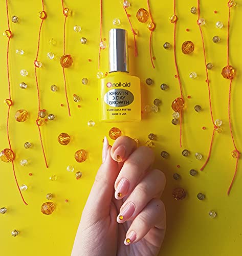 Nail-Aid Keratin 3 Day Growth Nail Treatment & Strengthener, Clear, 0.55 Fl Oz - Strengthen and Nourish Nails Fast