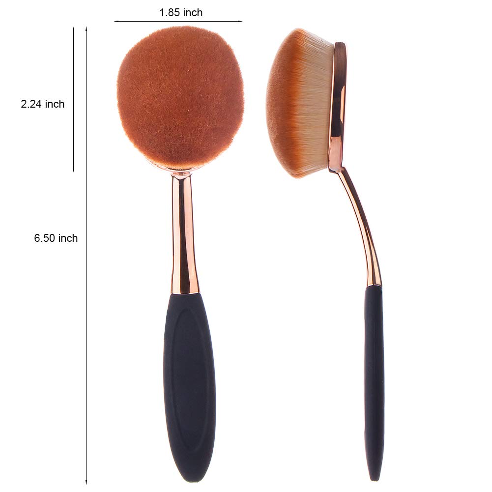 Large Rose Gold Foundation Contour Round Toothbrush Dust Free Oval Makeup Brushes Ink Blending With Dustproof Cover Brush Egg Cl