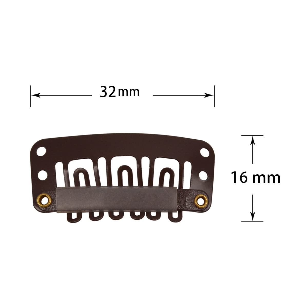 50 Pcs Metal U-Shape Snap Clips 32Mm 6-Teeth Wig Clips With Rubber For Hair Extensions Hairpieces (Dark Brown)
