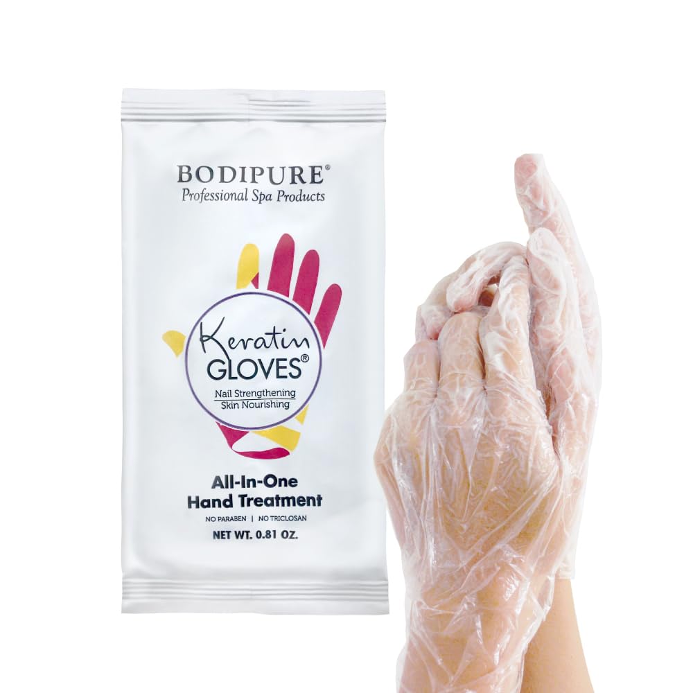 Bodipure All-In-1 Moisturizing Hand Mask | Keratin & Vitamin E Hand Mask for Dry Cracked Hands | Natural Moisturizing Gloves For