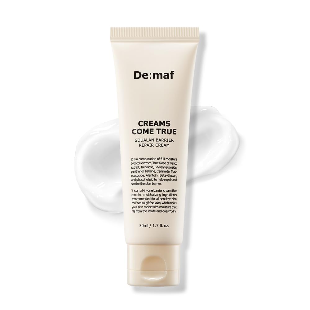 Creams Come True Squalane Barrier Repair Cream | Korean Face Moisturizer with Squalane Oil, Ceramides & Panthenol | K Beauty Ski