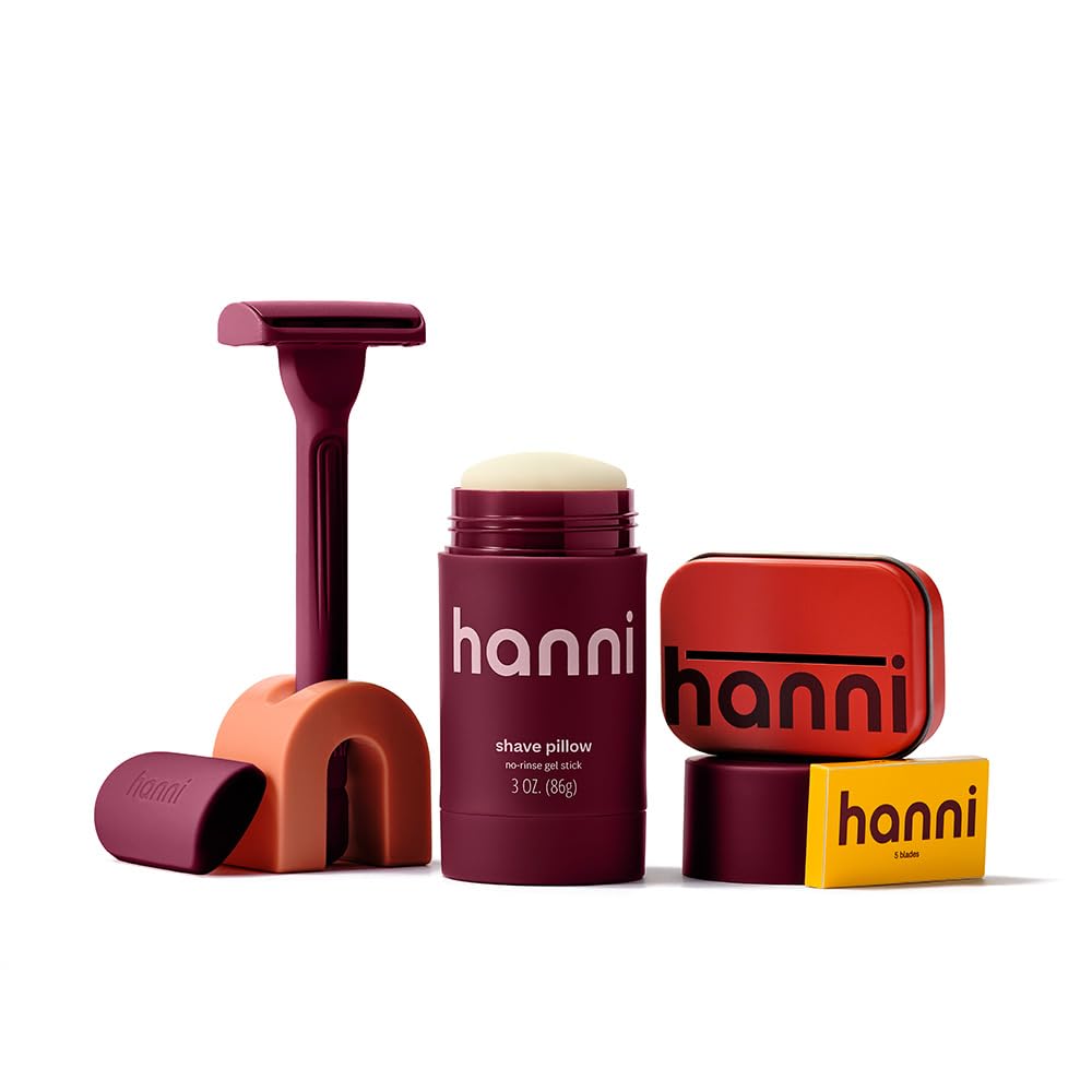HANNI Shave Starter Set, Saftey Razor with Blades and Shaving Gel, Unisex Grooming Kit for Smooth, Soft Skin, Hair Removal Gift 