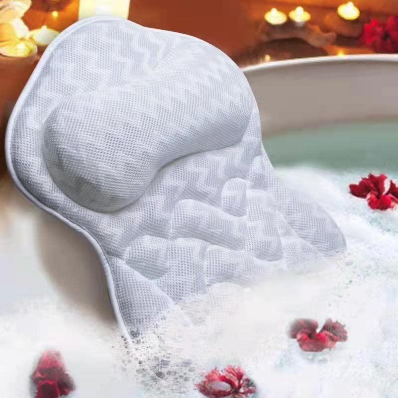 Bath Pillow, Tub Pillow For Bathtub Support Neck,Head And Back With Strong Non-Slip Suction Cups And Comfortabl 3D Airmesh Bath