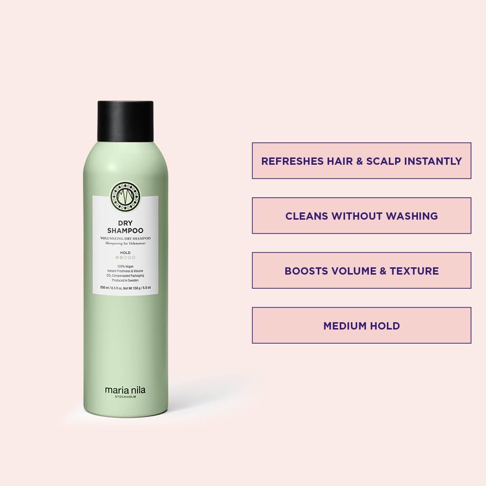 Maria Nila Dry Shampoo 209 Ml / 5.5 Oz, Freshens Up Greasy Hair, Adds Volume To Fine Hair, 100% Vegan & Sulfate/Paraben Free