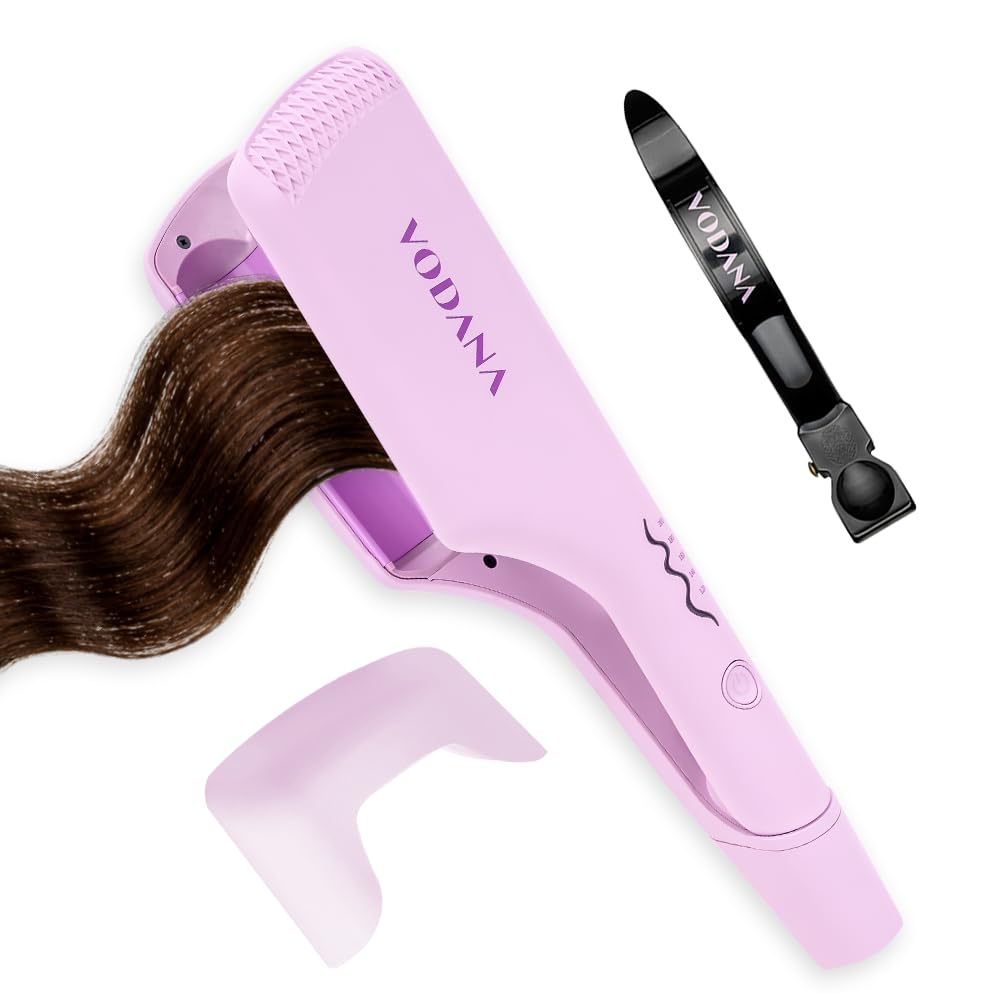 VODANA Professional Triple Flow Ceramic Hair Waver - Easy Beach Waves with Embedded Double Barrel Wave Iron. Experience Instant 