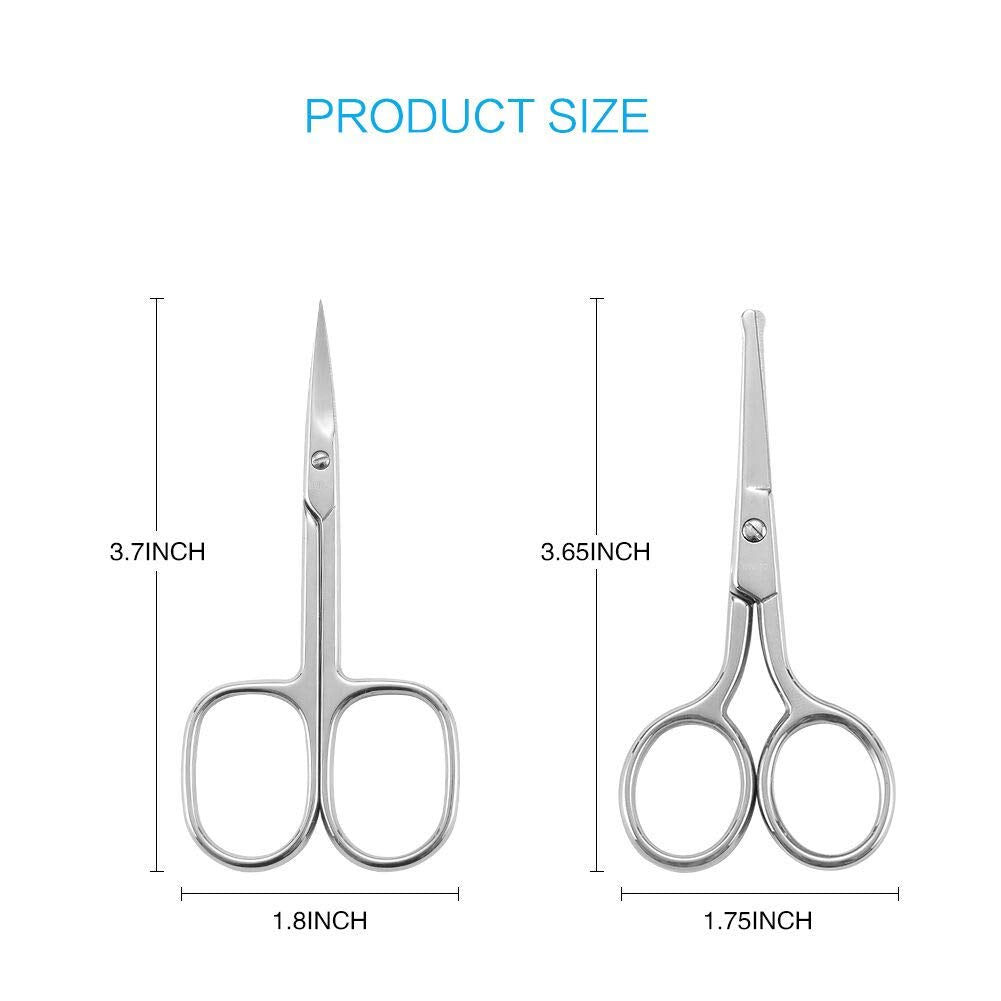 Livingo Premium Curved And Rounded Nose Hair Scissors For Men, 2 Pc Set Nail Cuticle Manicure Scissors Shears Kit For Beard/Must