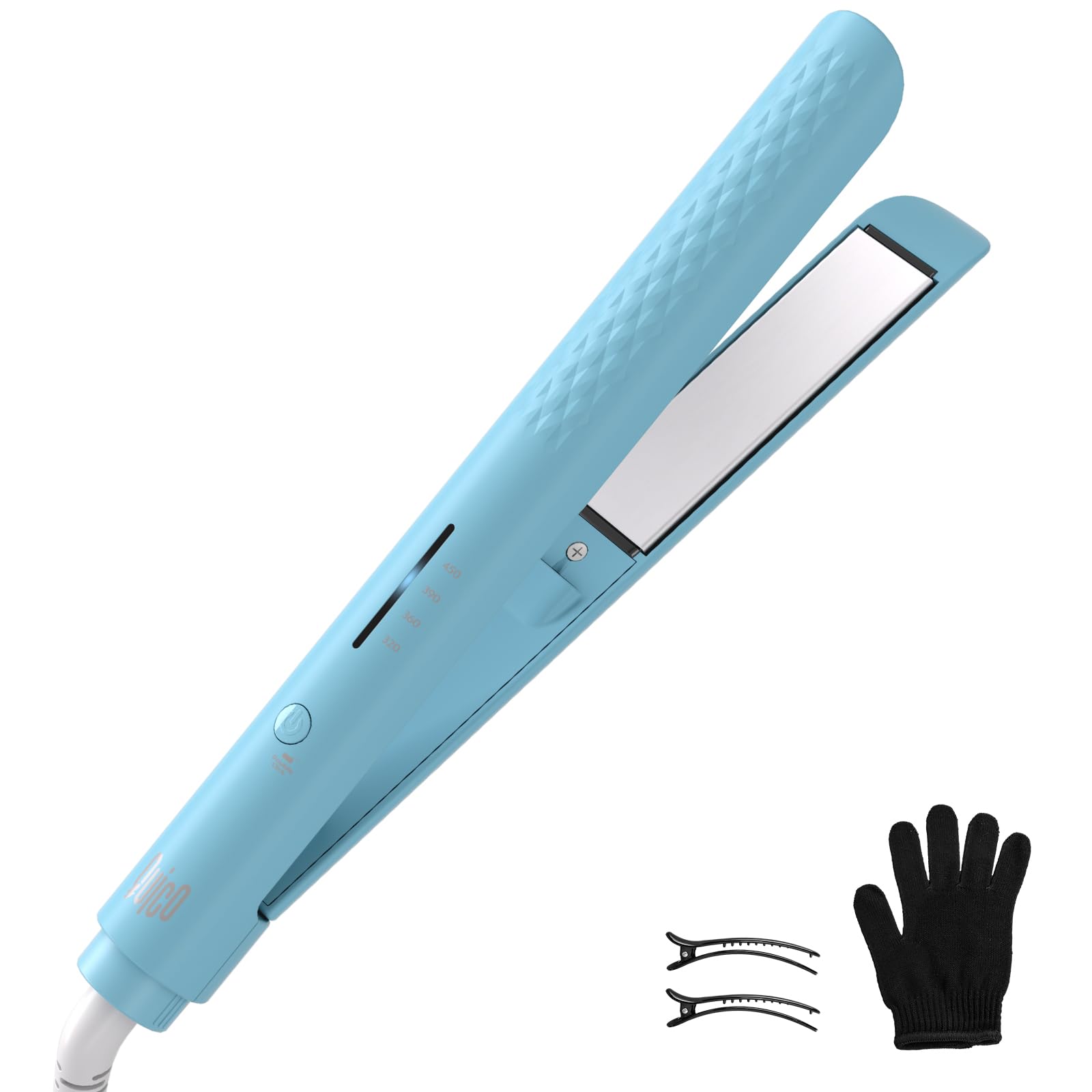 Quico Hair Straightener, Negative Ion Flat Iron Hair Straightener Anti-Frizz, 15s Fast Heating, Temperature Memory, Adjustable 4