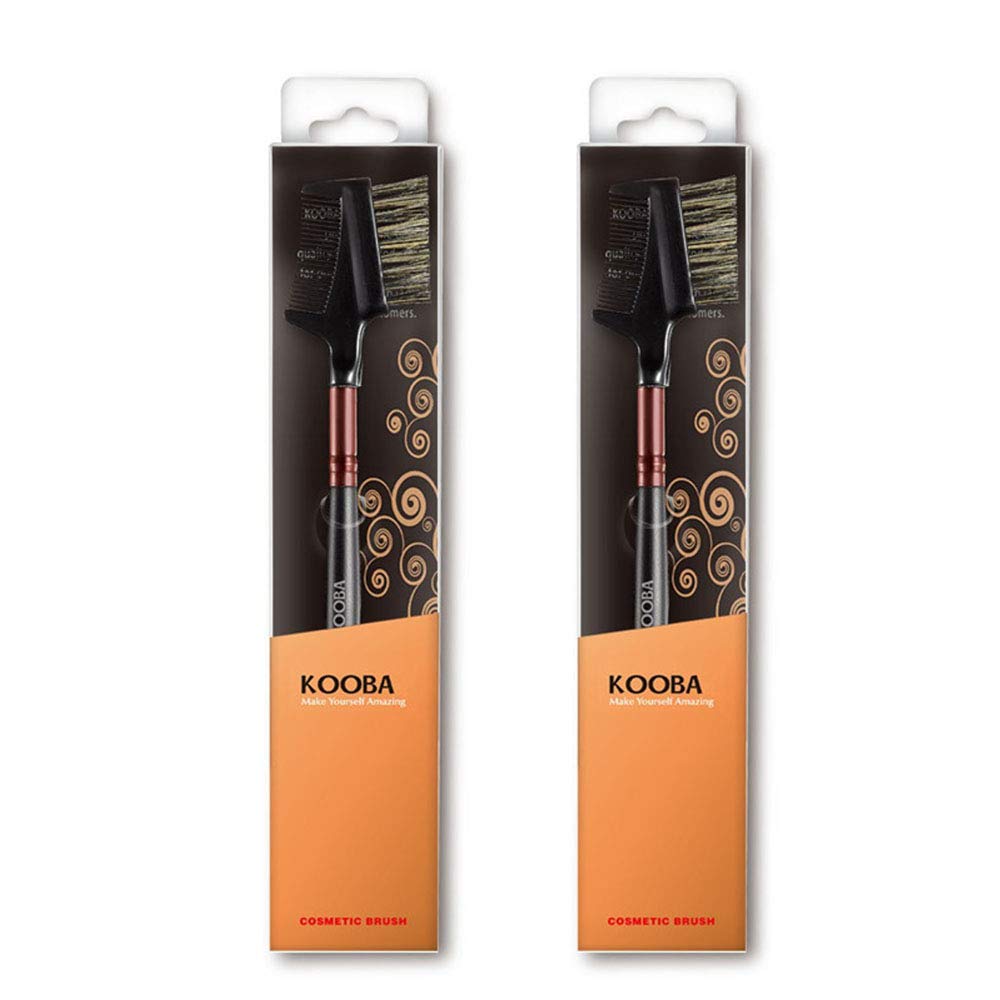 Kooba Makeup Eyebrow Brush & Eyelash Comb 2 Pcs, Portable Eye Powder Foundation Brush, Beauty Cosmetic Tool For Professional And