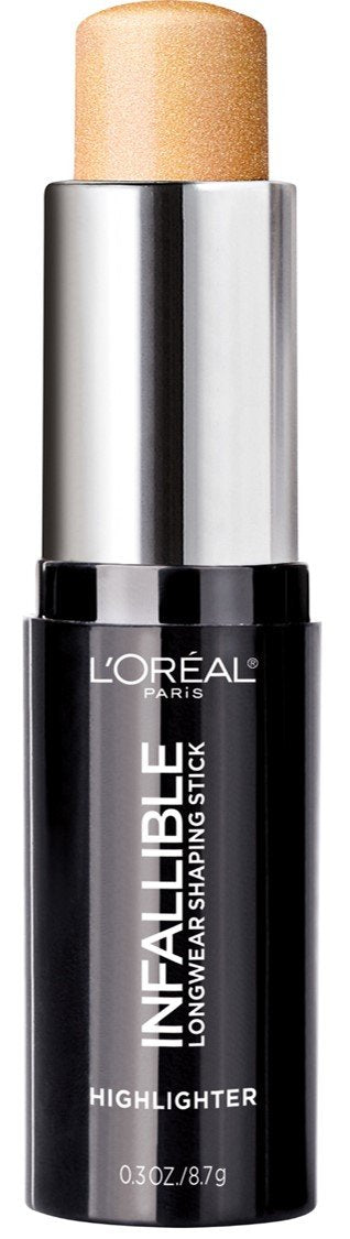LOr  al Paris Makeup Infallible Longwear Highlighter Shaping Stick, Up to 24hr Wear, Buildable Cream Highlighter Stick, 41 Gold 