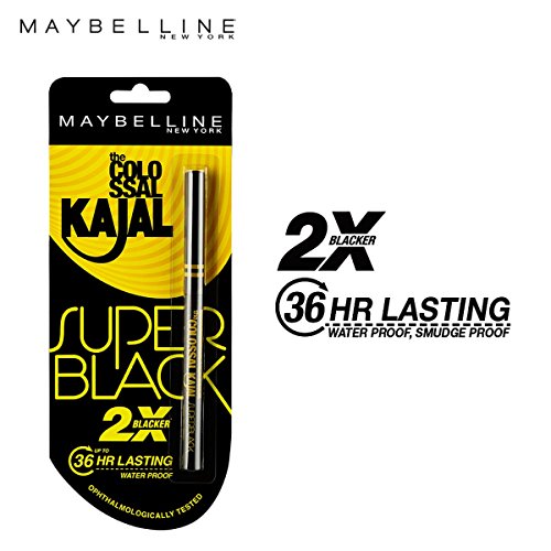 Maybelline New York New The Colossal Kajal - Super Black (2X Blacker) Waterproof 16Hours Intense Pencil