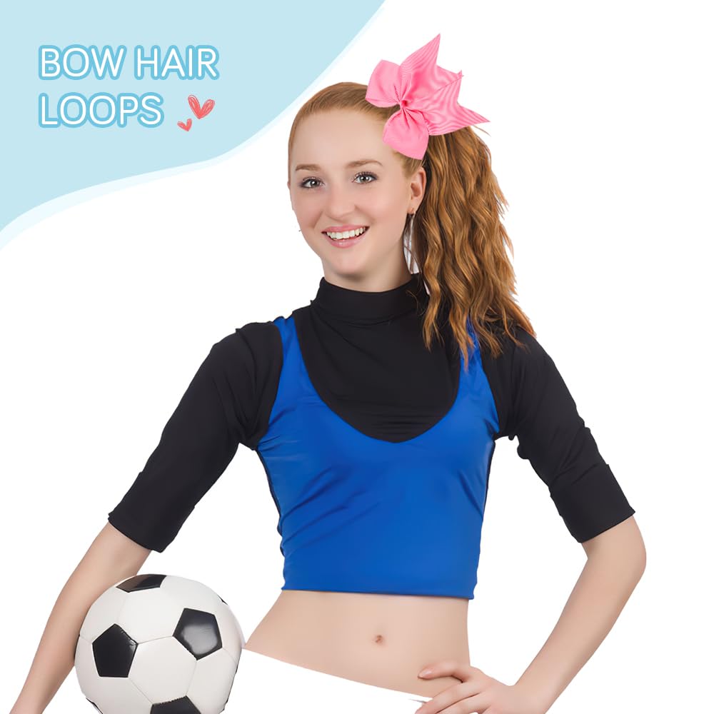 Large Pink Cheer Bows - Cheerleaders Hair Accessories, Softball Elastic Ponytail Holders For Teen Girls, College Sports, School