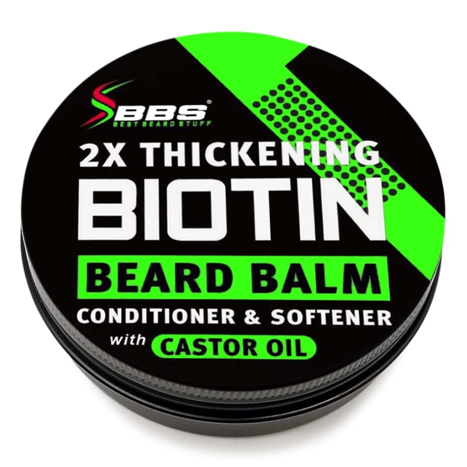 2X Thickening Biotin Beard Balm For Men & Mustache Wax For Beard Growth  Organic Beard Conditioner For Men & Beard Softener For
