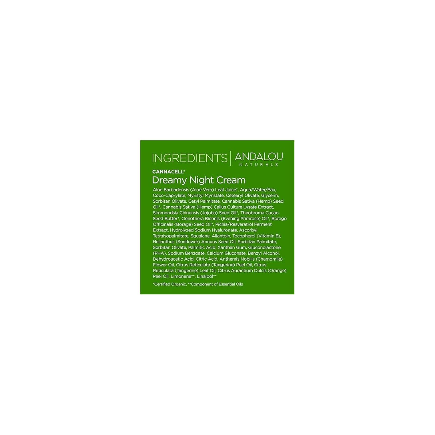 Andalou Naturals Cannacell Dreamy Night Cream, 1.7 Ounces
