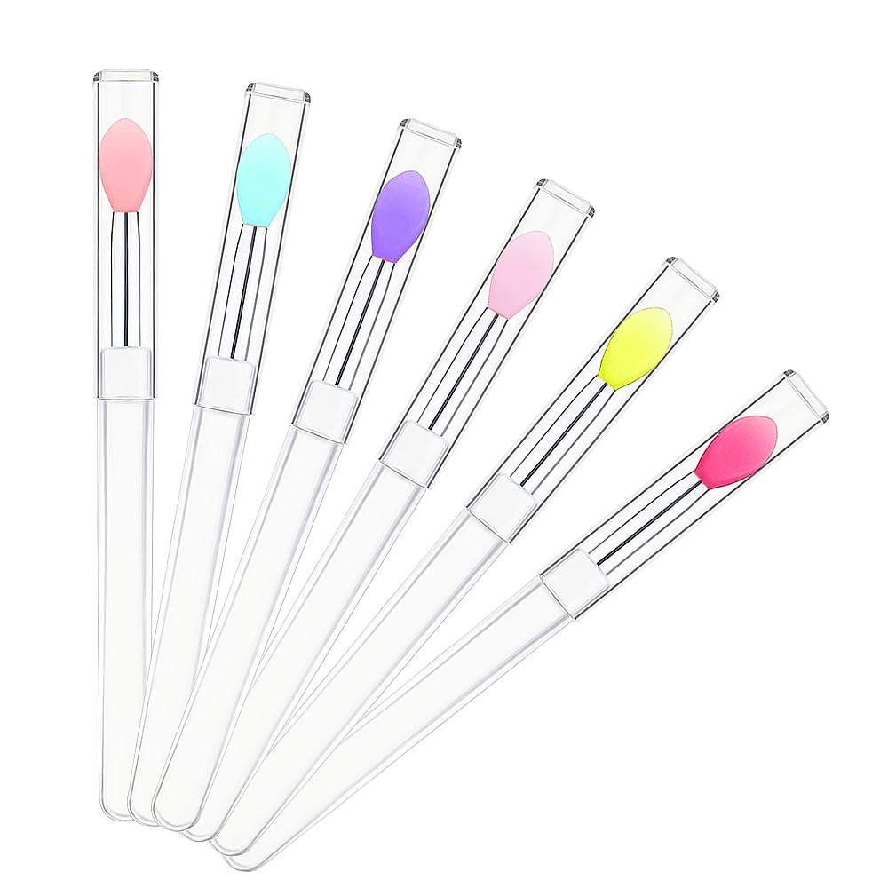 Mekupeu 30PCS Reusable Lipstick Applicator Brush,Lipstick Brushes with Cap Lip Applicator Brushes Makeup Beauty Gloss, Cream, Ey