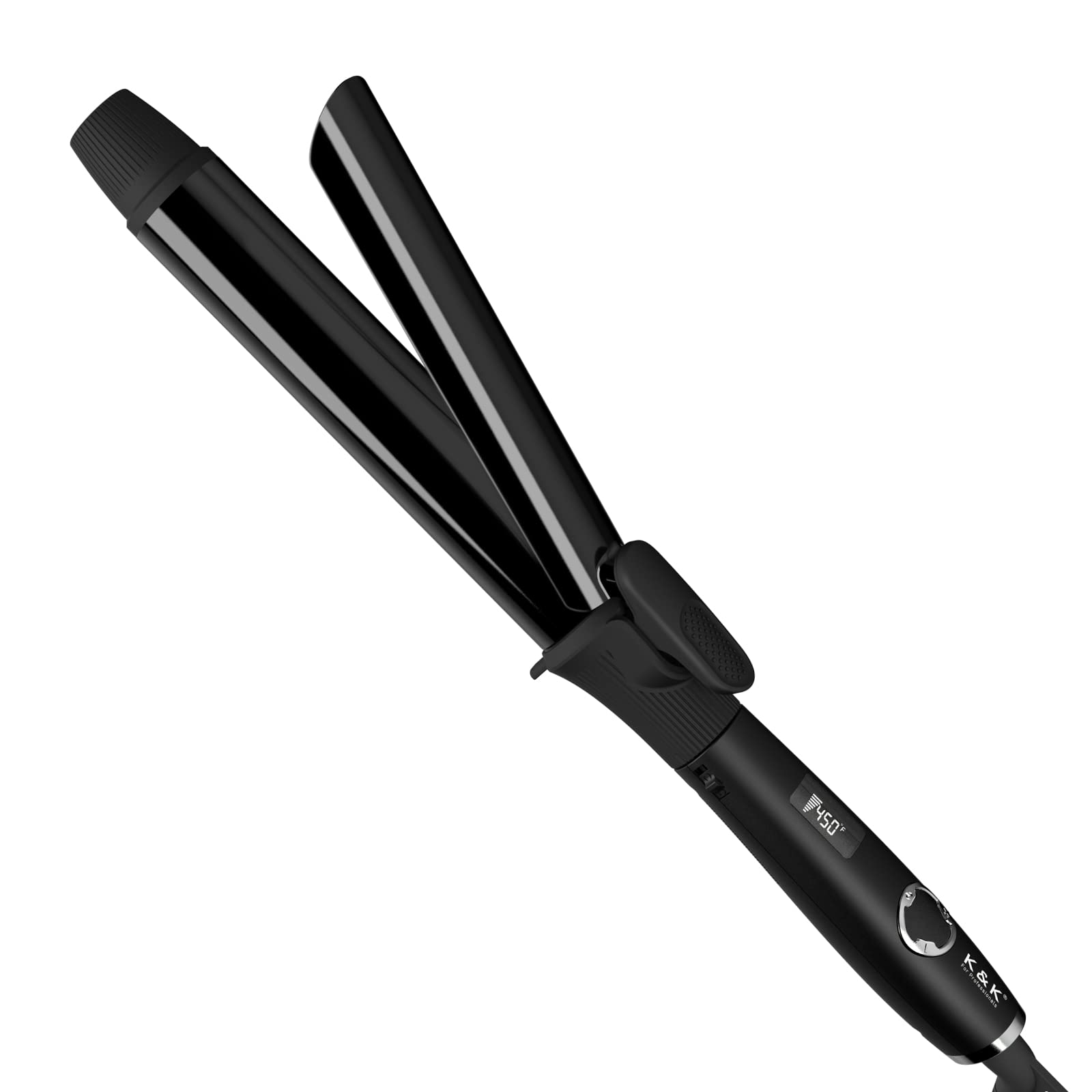 1 1/4 Inch Curling Iron with Clipped Tourmaline Ceramic Barrel Professional 1.25 Inch Hair Curler up to 450F Dual Voltage for Tr