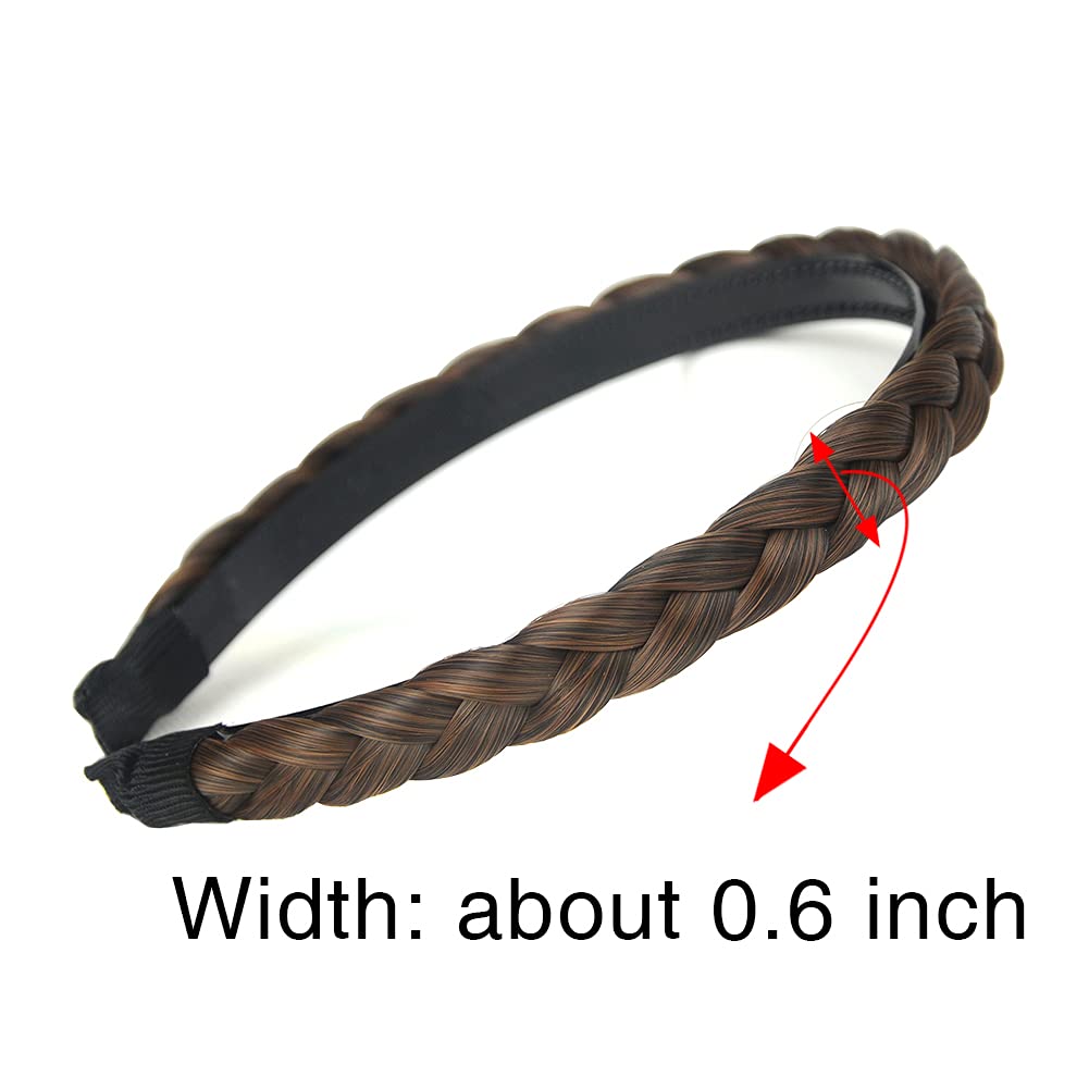 Gledola Braided Headband With Teeth Braids Hairband With Tooth Synthetic Hair Band Plaited Hairband For Women (Copper Brown)