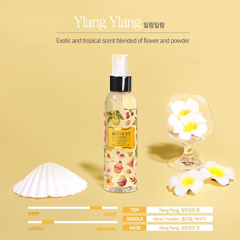 Bouquet Garni Body Mist Ylang Ylang Fragrance - Long-Lasting Moisture & Fragrance, Mist For Women, Low Irritation (Containing Vi