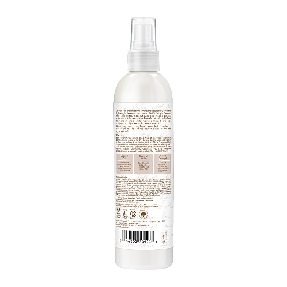 Sheamoisture 100% Virgin Coconut Oil Leave-In Conditioner Treatment For All Hair Types 100% Extra Virgin Coconut Oil Silicone Fr
