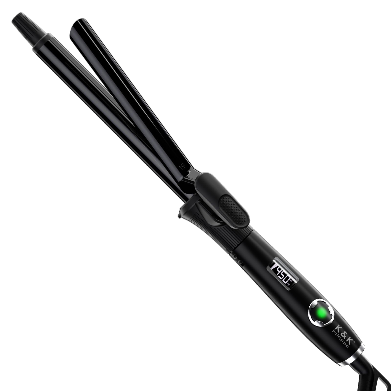 3/4 Inch Curling Iron with Clipped Tourmaline Ceramic Barrel Professional 0.75Inch Hair Curler up to 450F Dual Voltage for Trave