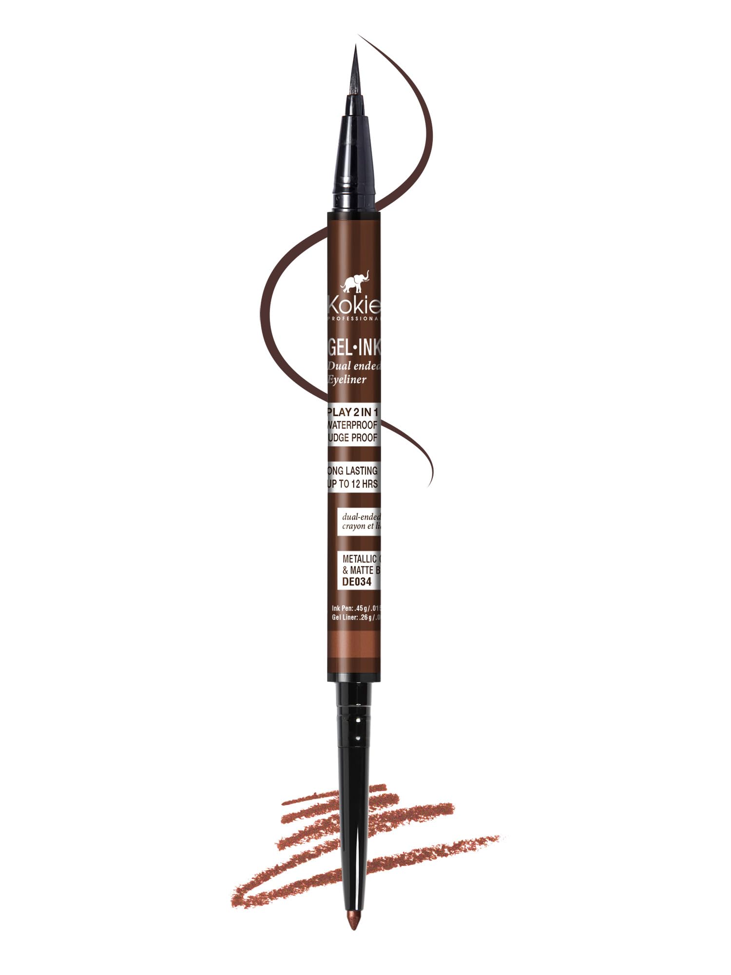Kokie Gel Ink Dual Ended Eyeliner (Matallic Copper/Matte Brown)