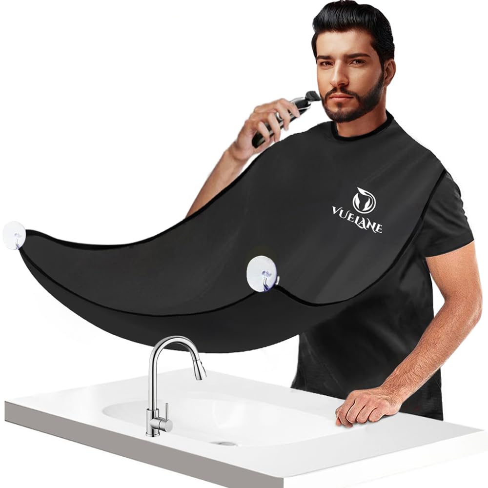 Vuelane Beard Bib - Beard Bib Hair Catcher For Men Shaving - Non-Stick Beard Bib Apron With Strong Suction Cups - Grooming Gifts